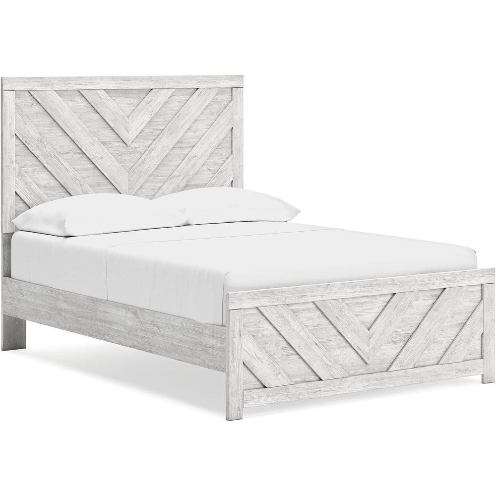 imageSignature Design by Ashley Cayboni Farmhouse Twin Panel Bed Foundation or Box Spring Needed WhitewashFull Panel Bed