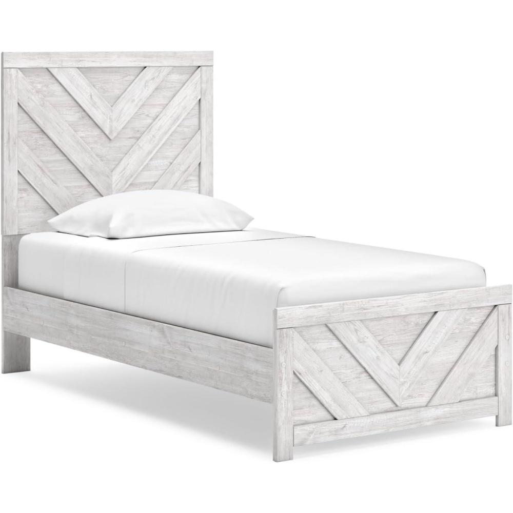 imageSignature Design by Ashley Cayboni Farmhouse Twin Panel Bed Foundation or Box Spring Needed WhitewashTwin Panel Bed