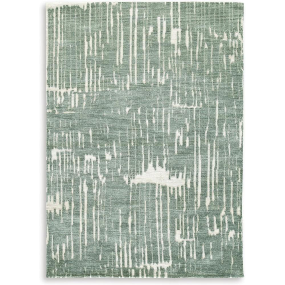 imageSignature Design by Ashley Cayworth Contemporary Indoor Abstract 8 x 10 Rug Green amp White51 x 611 Rectangular