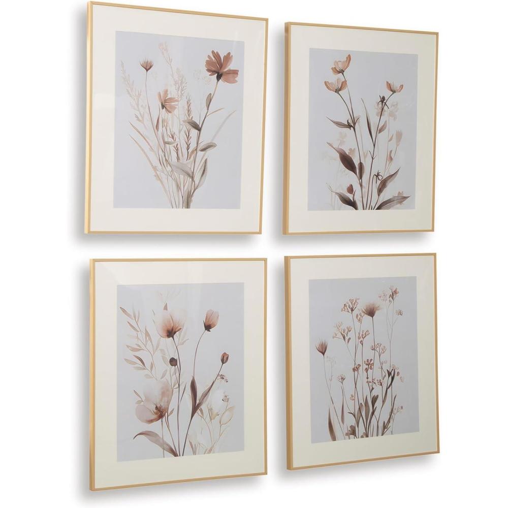 imageSignature Design by Ashley Chettings Classic Botanical Wall Art 23 x 27 Inches Set of 4 Red amp Gray
