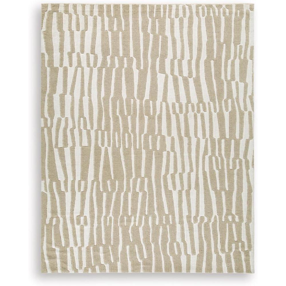 imageSignature Design by Ashley Corrbell Large Casual Rug Machine Woven Pile Abstract Design WoolPolyester Blend 93 W x 121 D x 038 H BeigeWhite