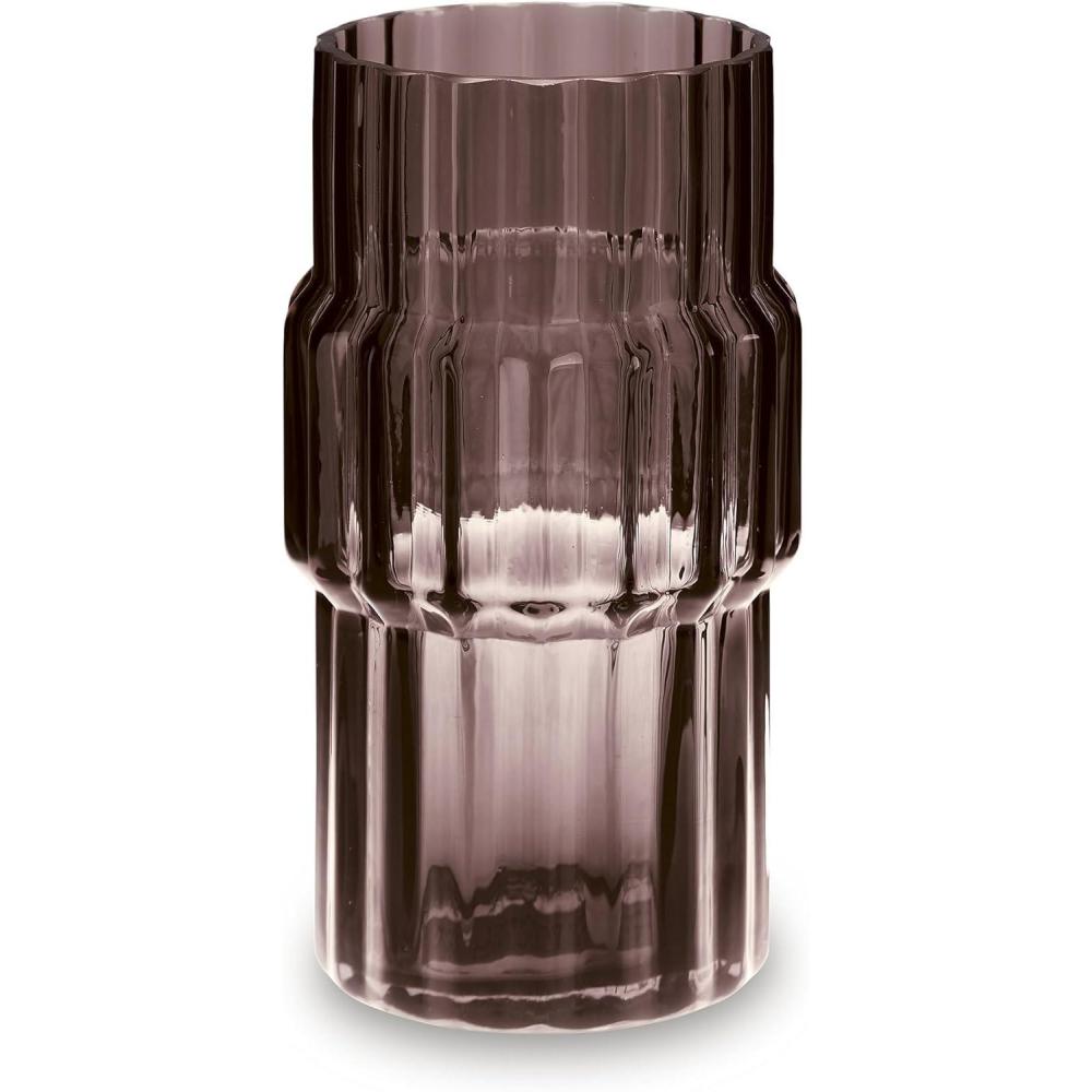imageSignature Design by Ashley Dorlow Contemporary IndoorOutdoor 1363 Glass Countertop Vase with Oversized Fluted Detail Purple5W x 5D x 10H