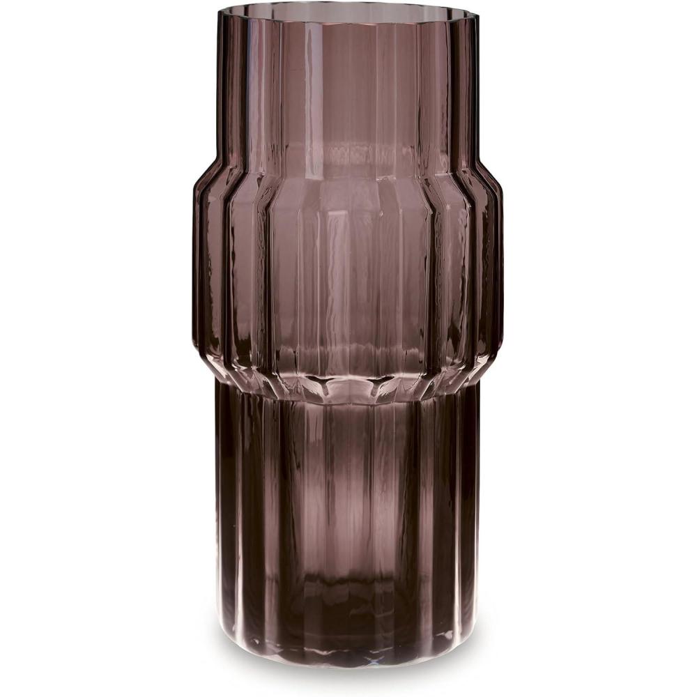 imageSignature Design by Ashley Dorlow Contemporary IndoorOutdoor 1363 Glass Countertop Vase with Oversized Fluted Detail PurpleSmall