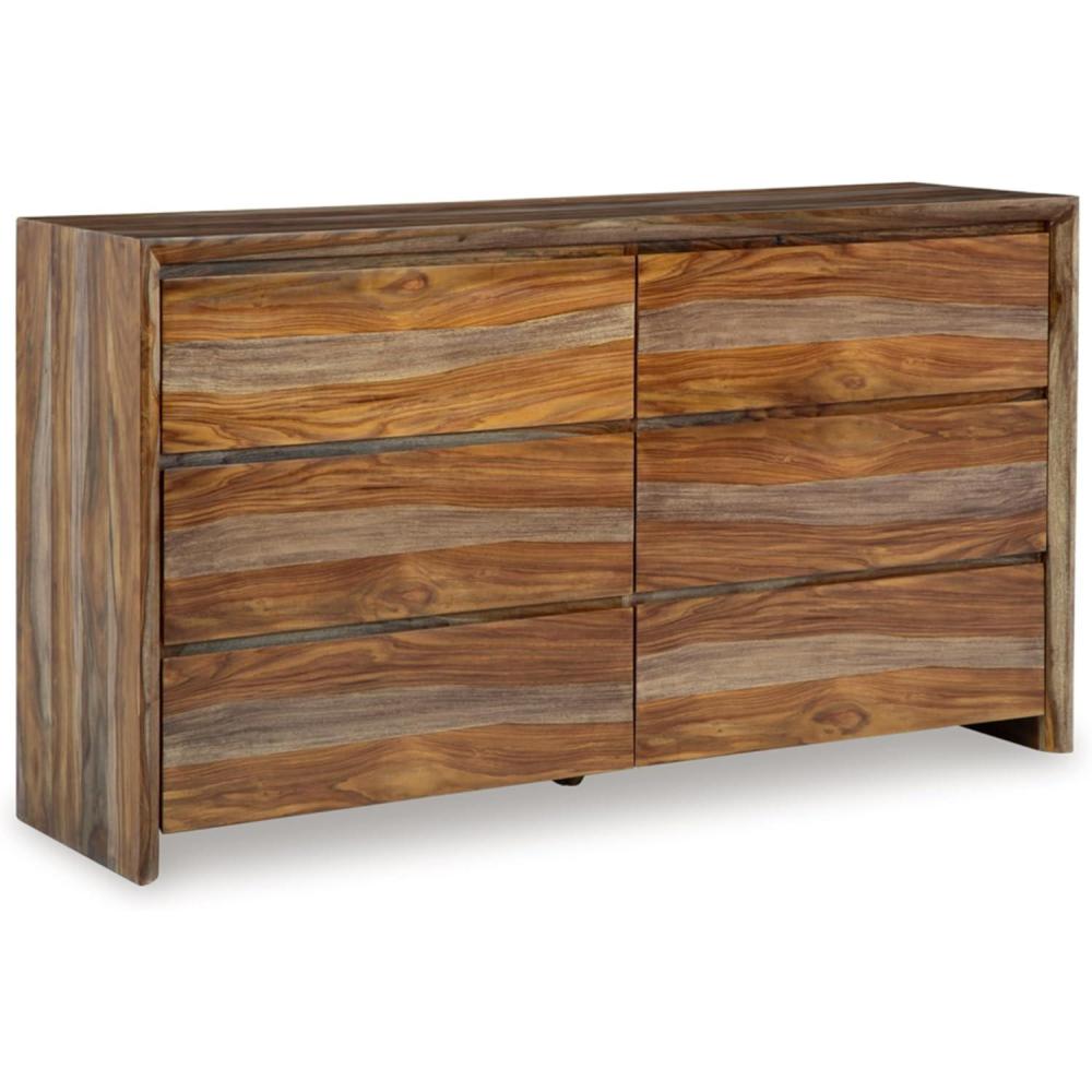 imageSignature Design by Ashley Dressonni Farmhouse 6Drawer Dresser with Beveled Edge and Felt Lining Light BrownBrown