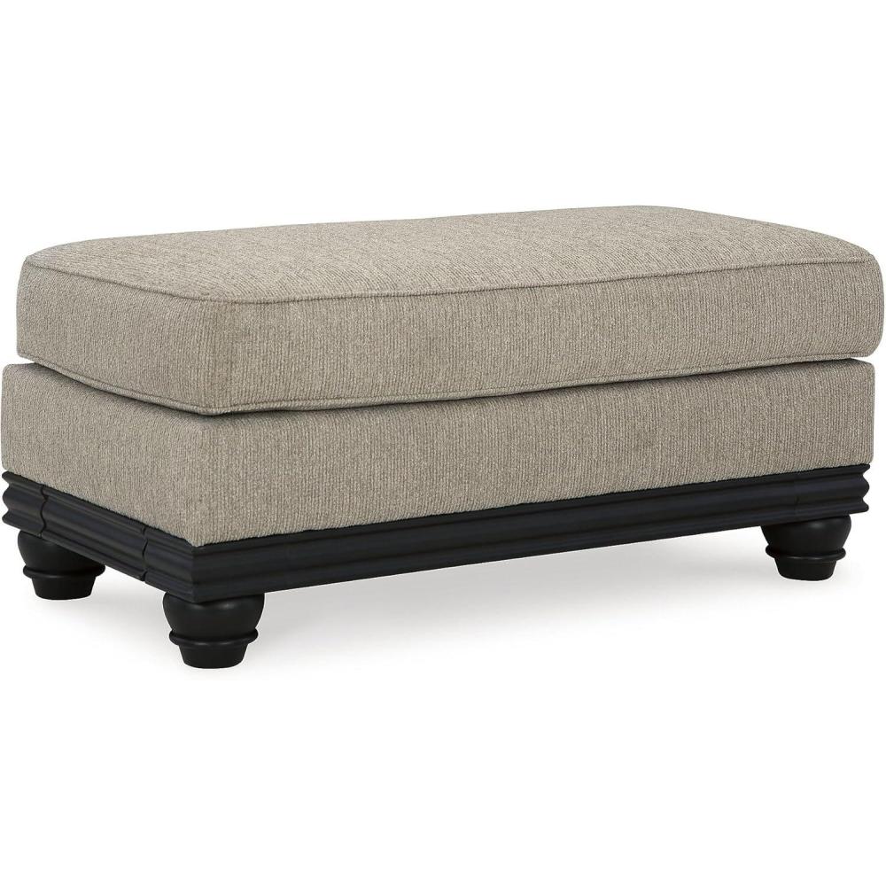 imageSignature Design by Ashley Elbiani Traditional Firmly Cushioned Rectangular Ottoman Light Brown amp Black