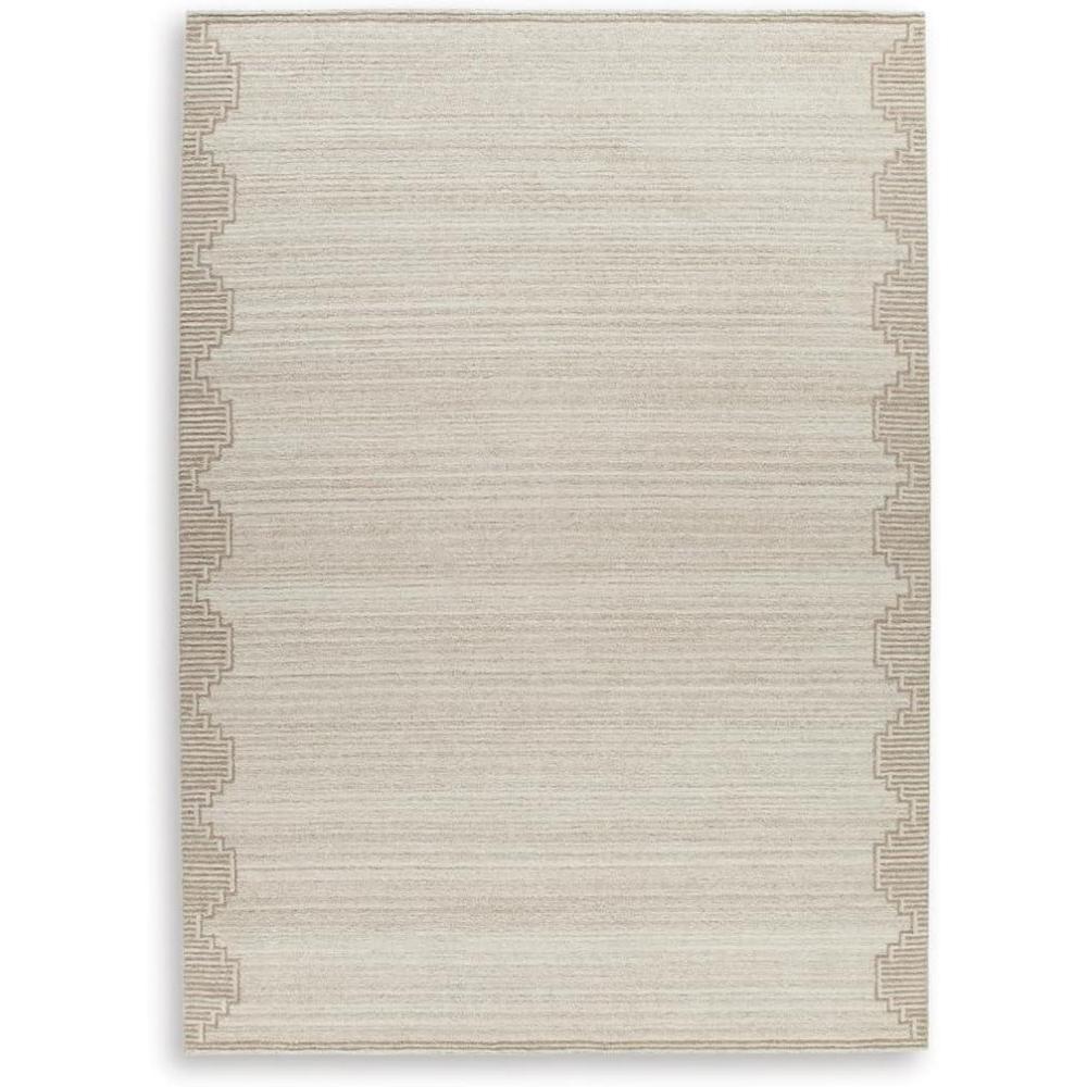 imageSignature Design by Ashley Emorymore Casual Indoor Striped Wool 10 x 14 Rug Light Brown amp Beige10 x 14 Rectangular
