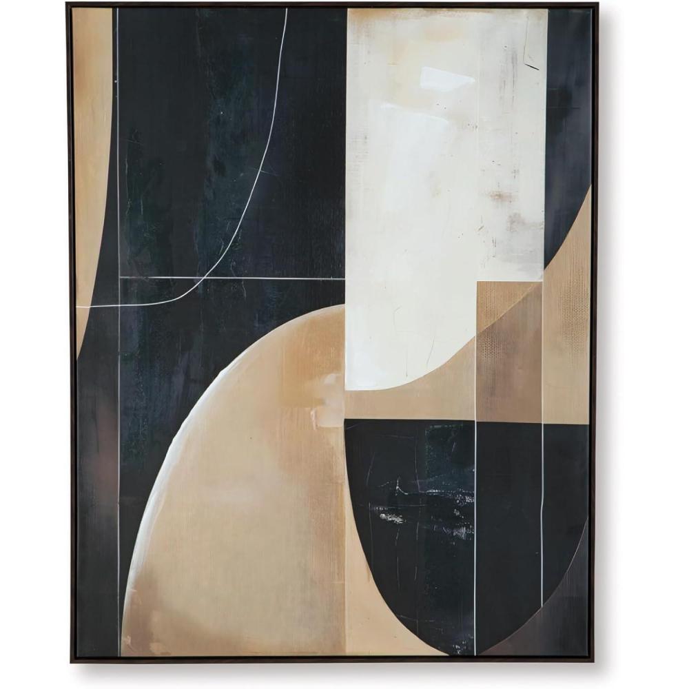 imageSignature Design by Ashley Ewanford Modern Geometric Framed Wall Art 50 x 40 Inches Black amp Light Brown