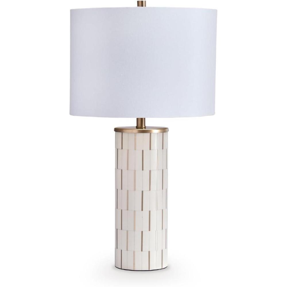 imageSignature Design by Ashley Faridworth Contemporary Table Lamp with 3Way Switch and Drum Shade White amp Gold