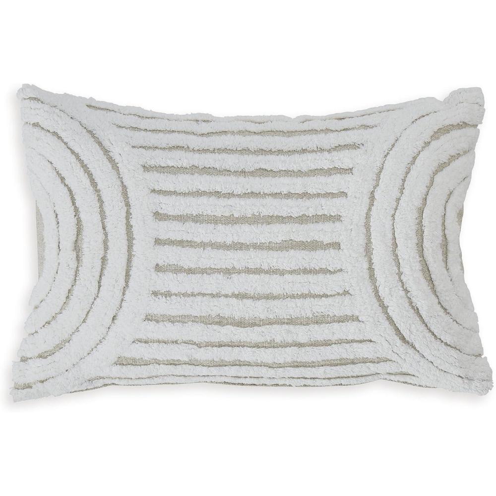 imageSignature Design by Ashley Farissen Casual Indoor Geometric 22 x 14 Inches Pillow with Zipper Closure White amp Light Brown