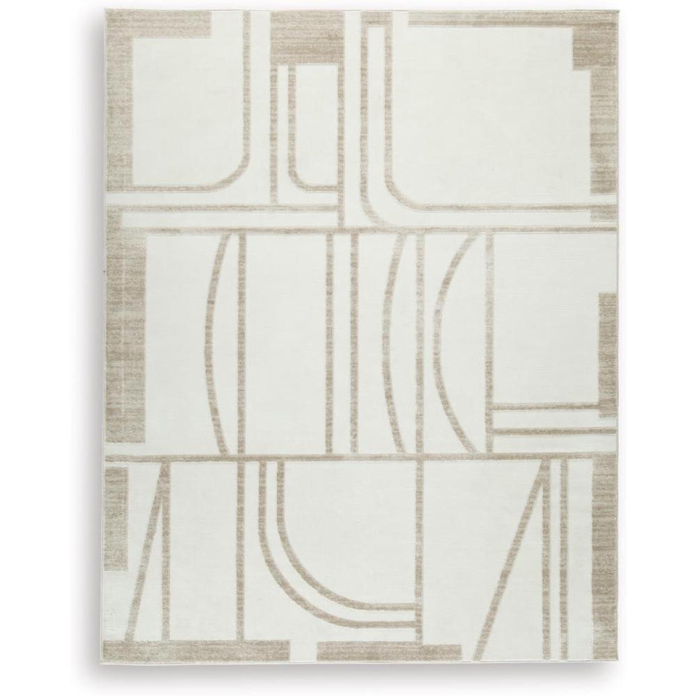 imageSignature Design by Ashley Farongrove Modern Indoor Geometric Rectangular 8 x 10 Area Rug Beige amp White