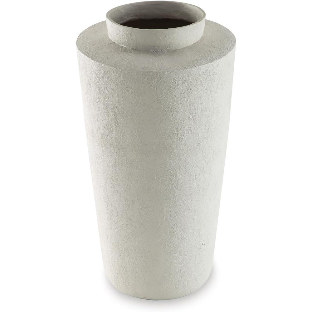 imageSignature Design by Ashley Flurinworth Minimalist Indoor Polyresin Floor Vase with Wide Mouth and Irregular Textured Pattern WhiteMedium