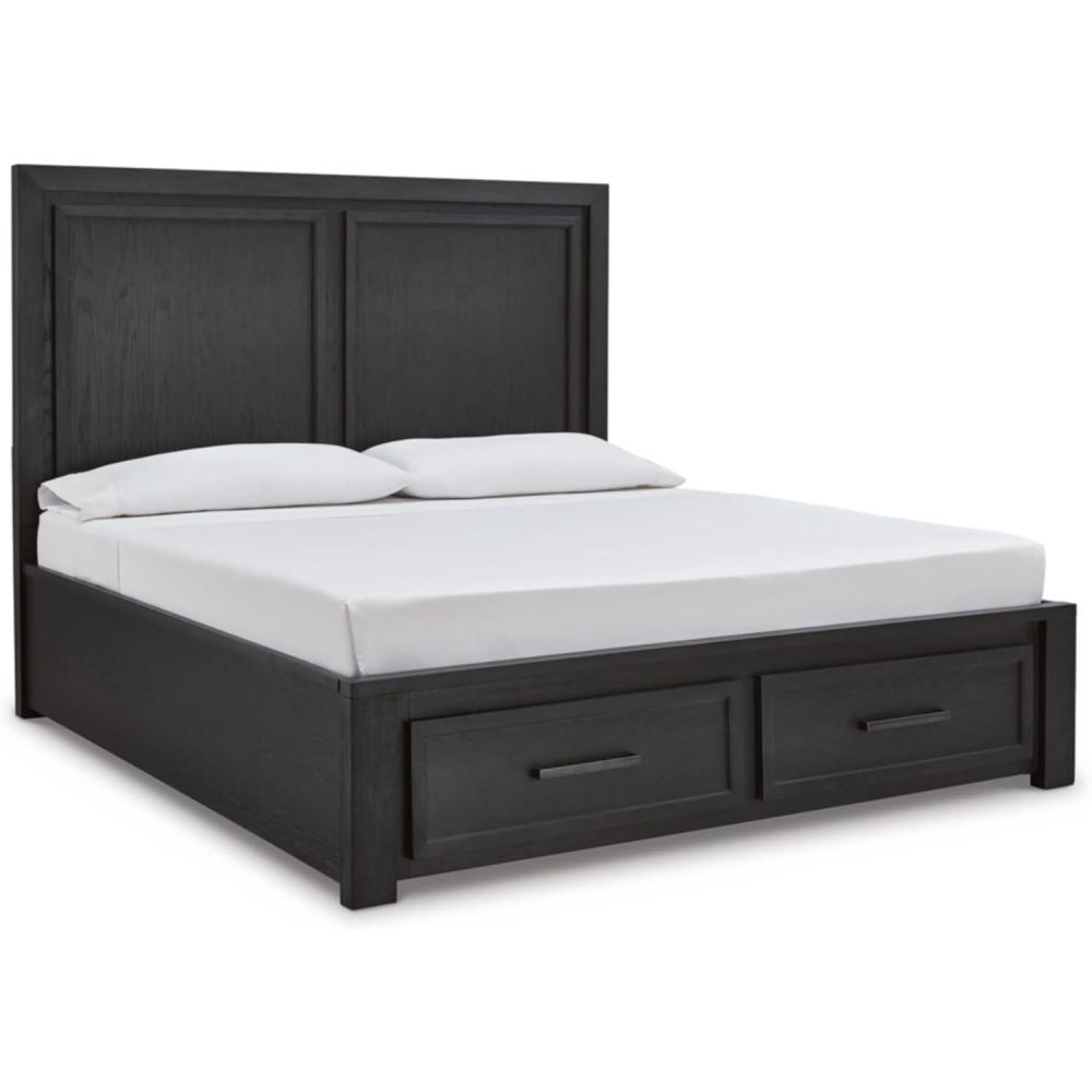 imageSignature Design by Ashley Foyland Transitional 2Drawer California King Platform Storage Bed Foundation or Box Spring Not Needed Black amp Dark BrownBlackBrown
