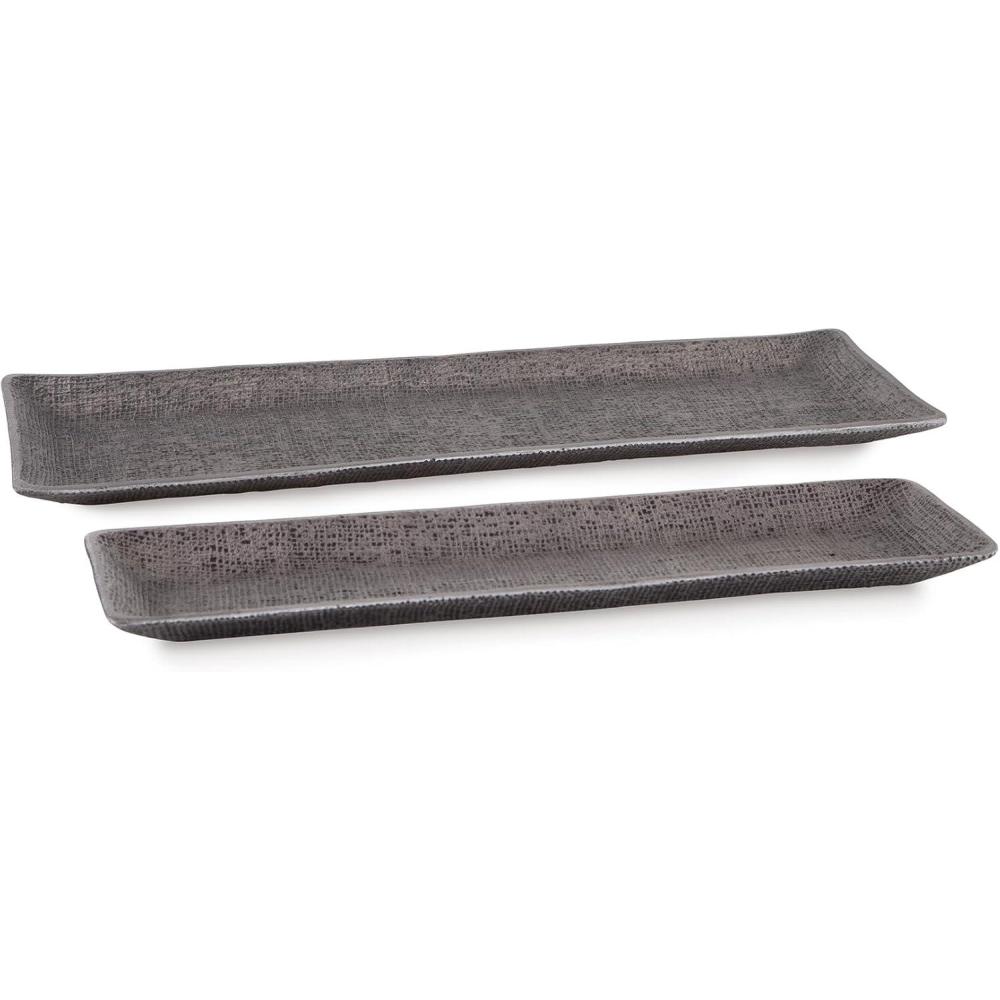 imageSignature Design by Ashley Garekton Casual Table Top Tray Set Set of 2 Silver