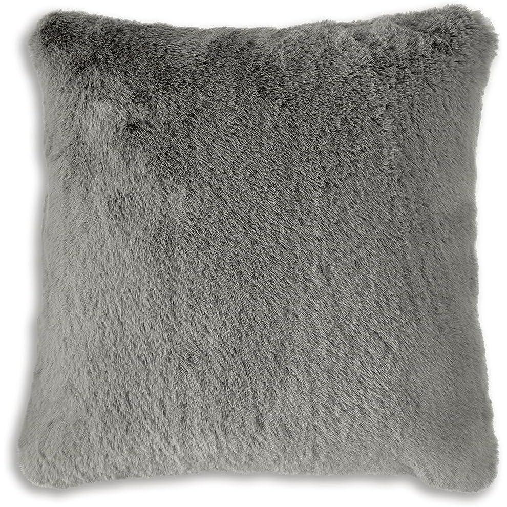 imageSignature Design by Ashley Gariland Modern Square Faux Rabbit Fur Accent Pillow 20 x 20 Inches WhiteGray