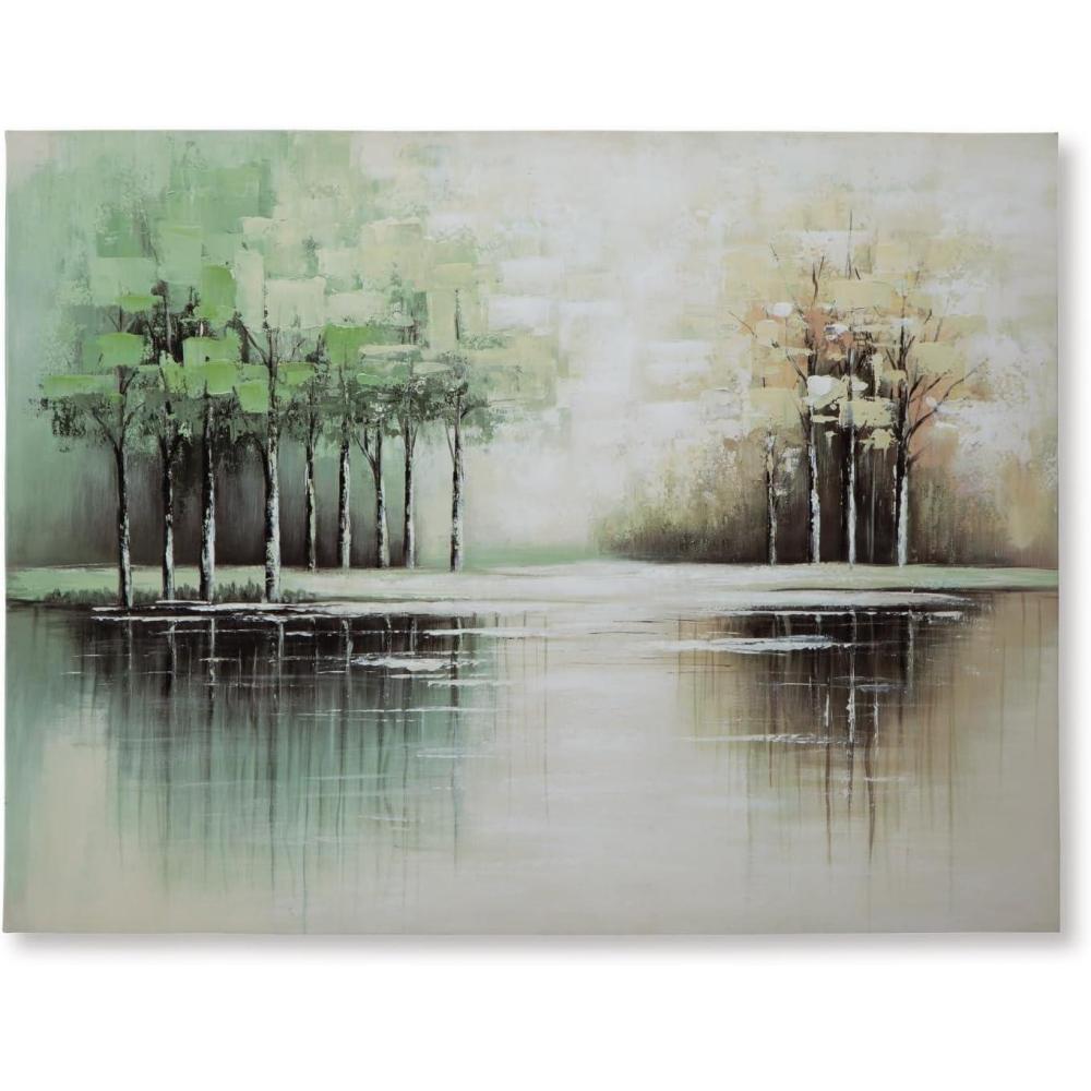 imageSignature Design by Ashley Garlenridge Contemporary Hand Painted Tree Wall Art 49 x 36 Inches Green amp Light Brown