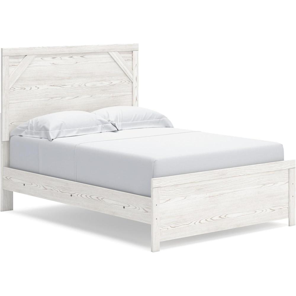 imageSignature Design by Ashley Gerridan Farmhouse Queen Panel Bed Foundation or Box Spring Needed White amp Light GrayWhiteGray