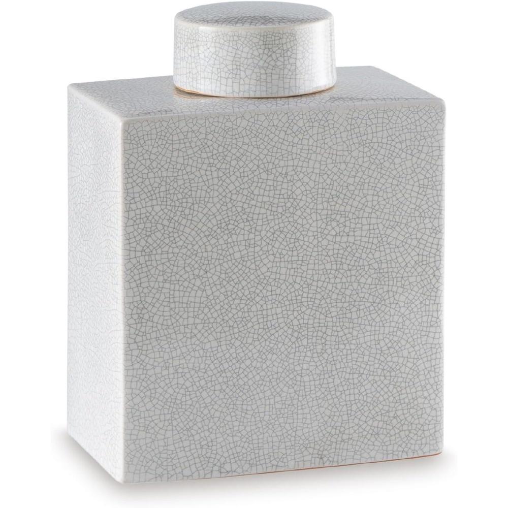 imageSignature Design by Ashley Haddworth Traditional Crackle Glazed Ceramic Jar with Topper White1549 Ounces