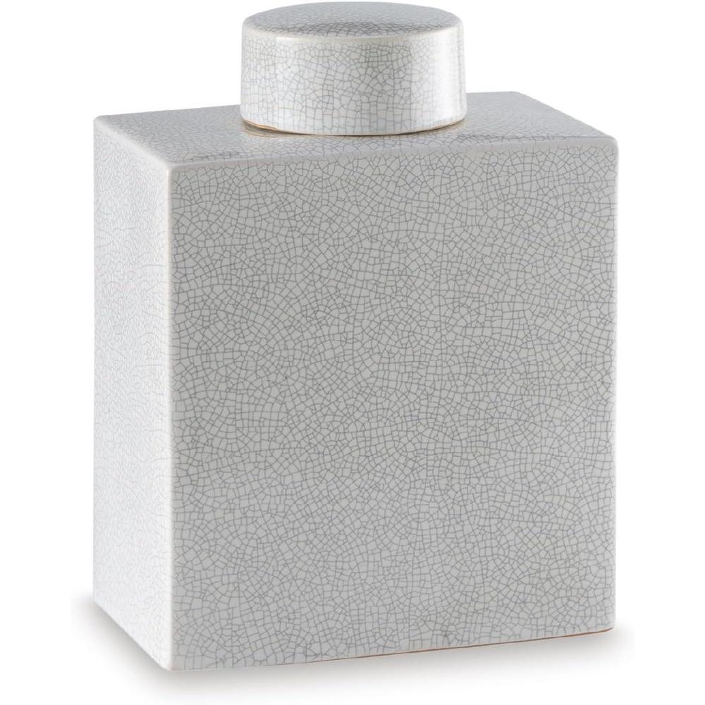 imageSignature Design by Ashley Haddworth Traditional Crackle Glazed Ceramic Jar with Topper White4326 Ounces