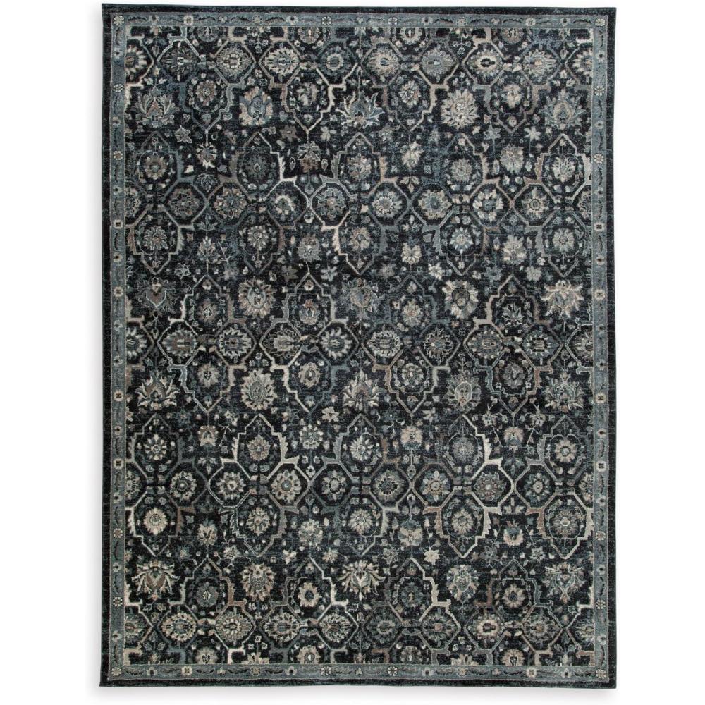 imageSignature Design by Ashley Hilcott Traditional Artful Floral Design Machine Woven 7 x 10 ft Large Rug High Pile Blue Cream amp Brown710 x 109 Rectangular