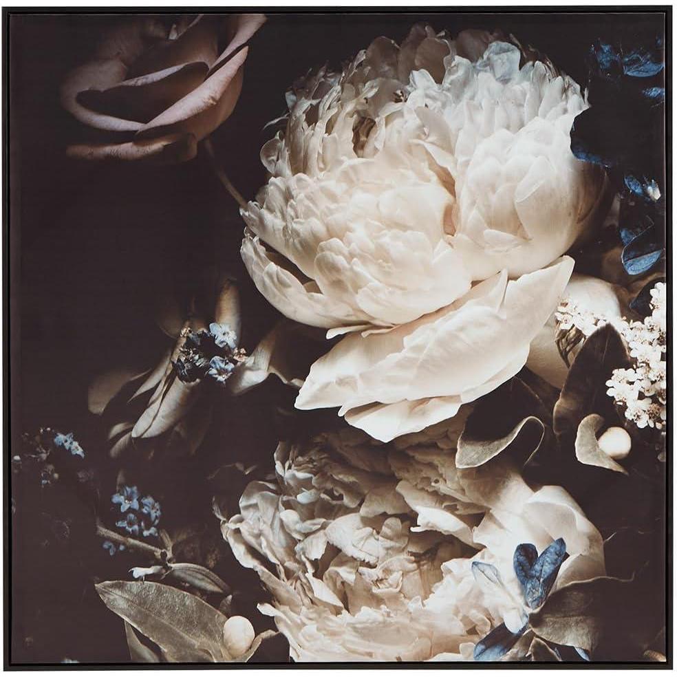 imageSignature Design by Ashley Hurshaw Classic Square Floral Framed Gallery Wrapped Canvas Wall Art 40 x 40 Inches Beige amp Dark Brown