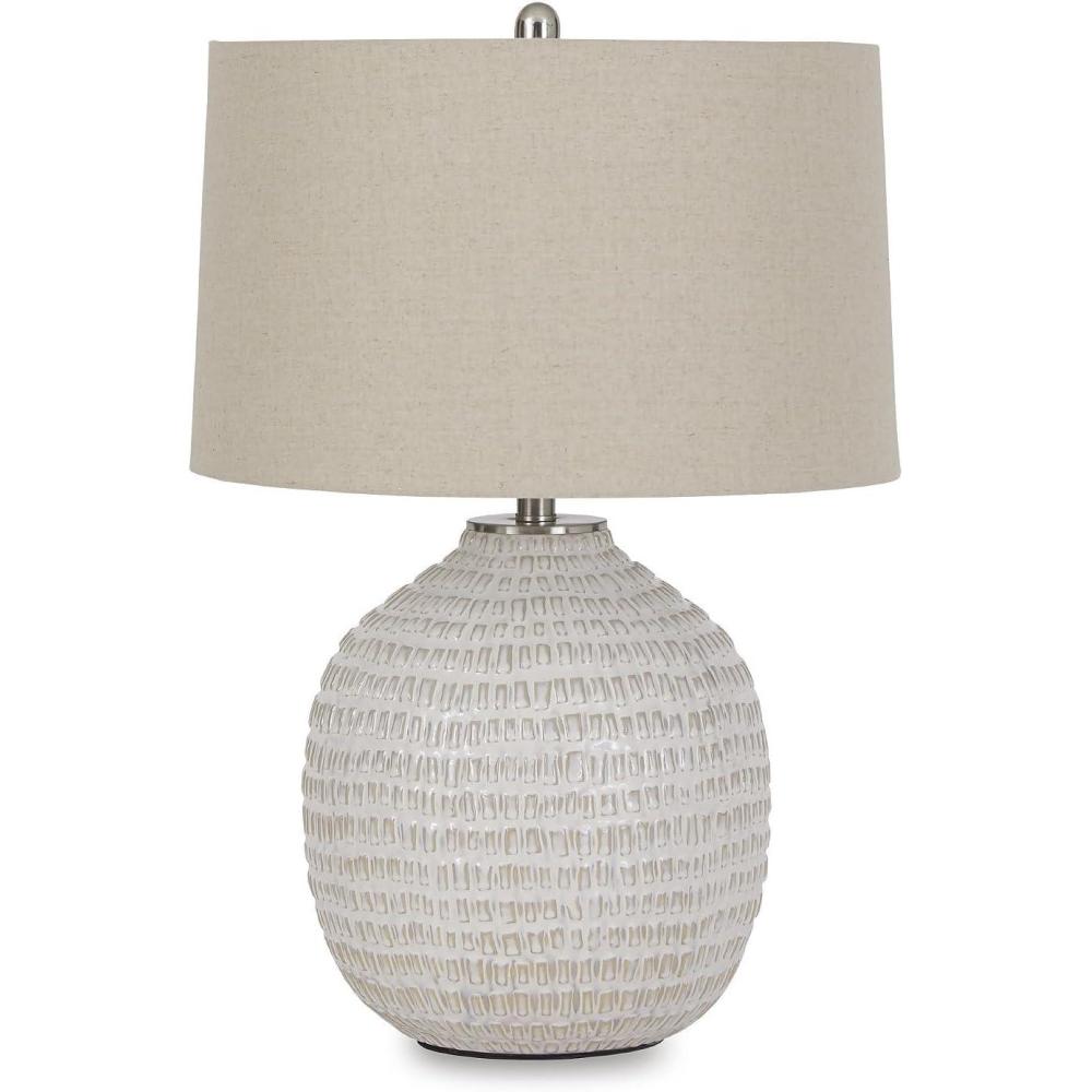 imageSignature Design by Ashley Jamon Contemporary 26 Round Textured Ceramic Table Lamp Beige