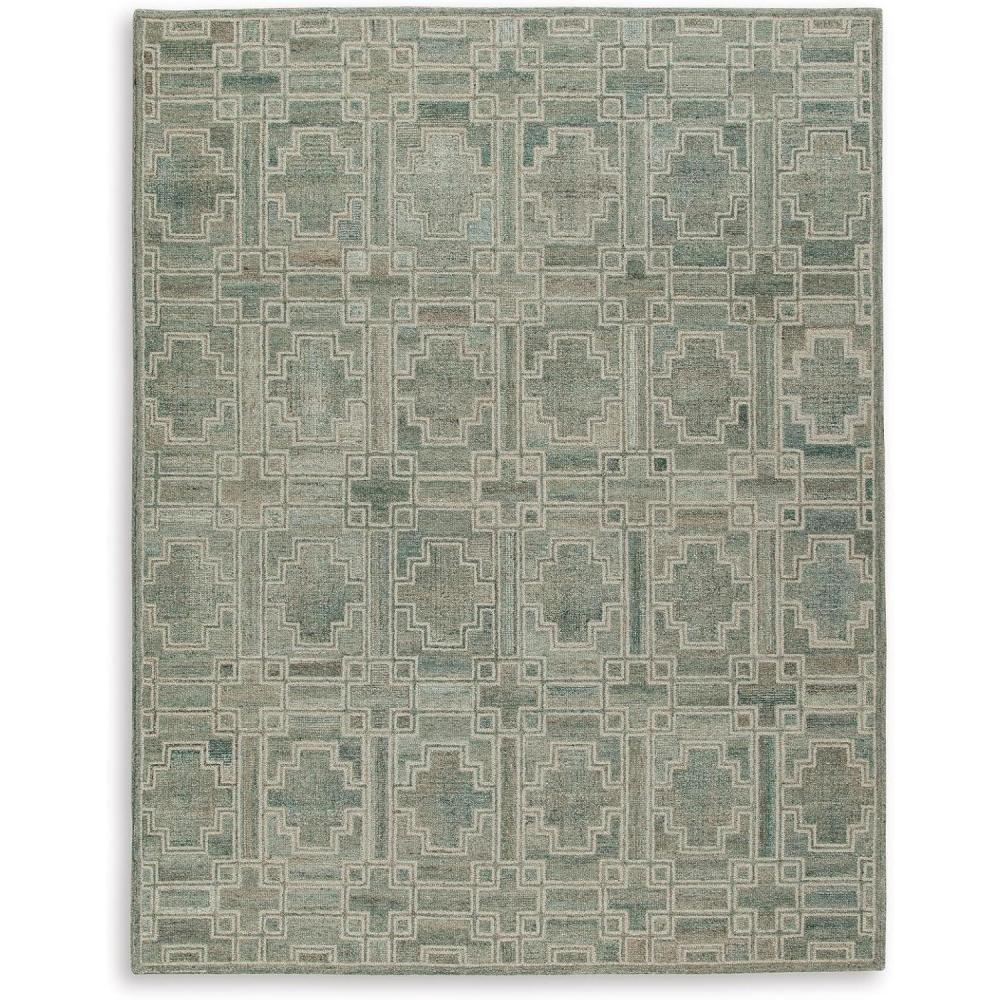 imageSignature Design by Ashley Jossland Casual Indoor Geometric Wool Blend Handmade 8 x 10 Large Rug Green amp Beige79 x 101 Rectangular