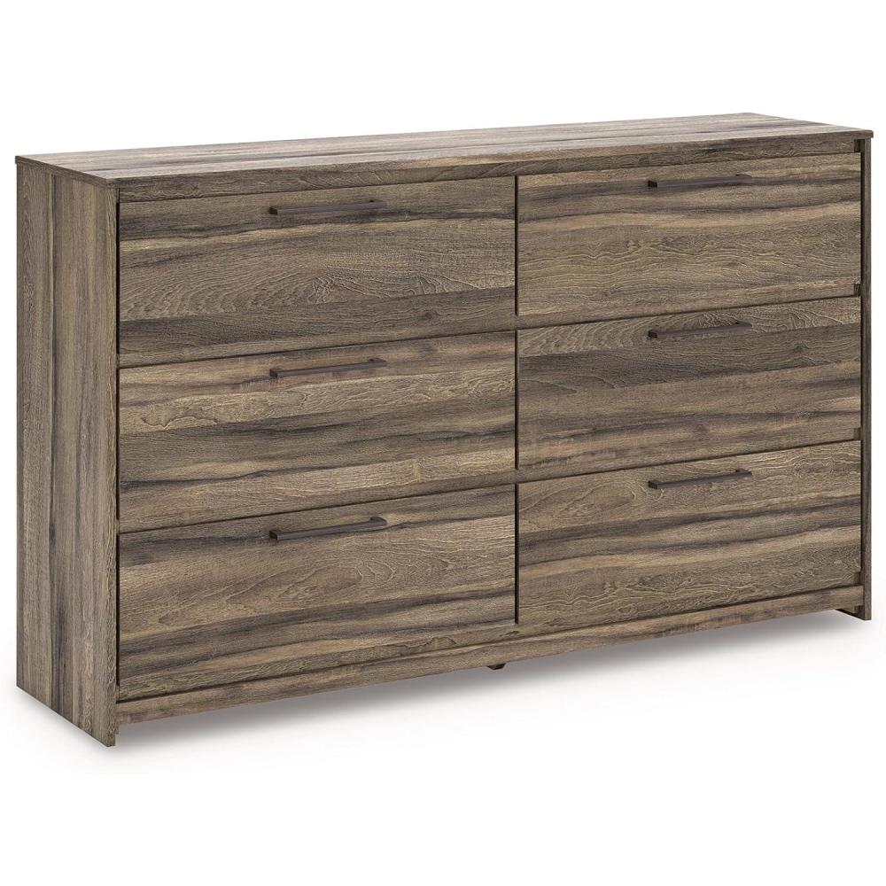 imageSignature Design by Ashley Jusika Casual 6Drawer Dresser with Oak Finish Dark Brown