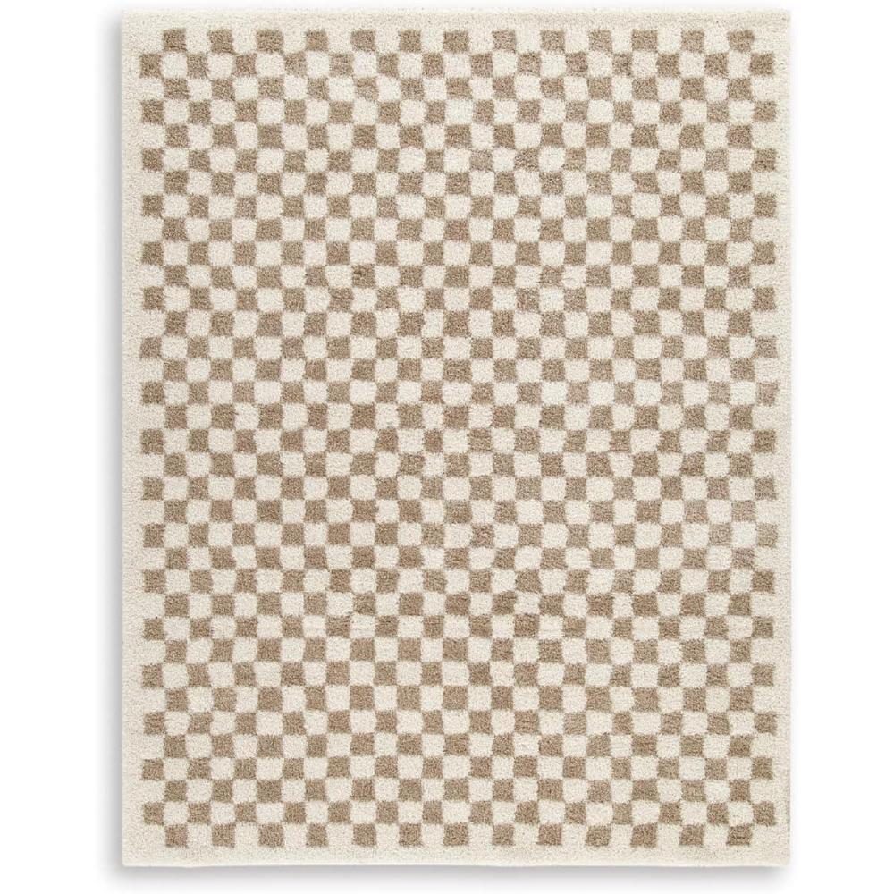 imageSignature Design by Ashley Karamen Casual Indoor Checkered Rectangular 8 x 10 Area Rug Beige amp Brown