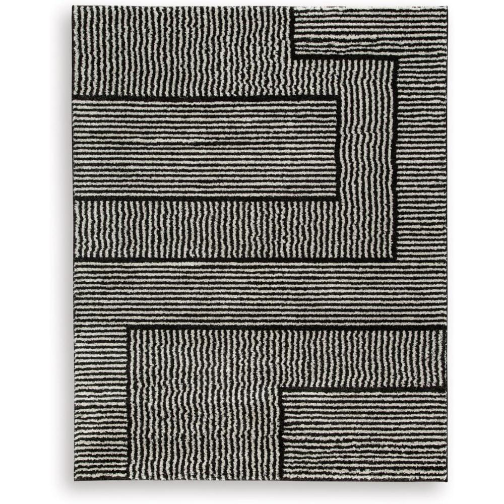 imageSignature Design by Ashley Kurtmen Modern Indoor Geometric Rectangular 8 x 10 Area Rug Black amp Beige