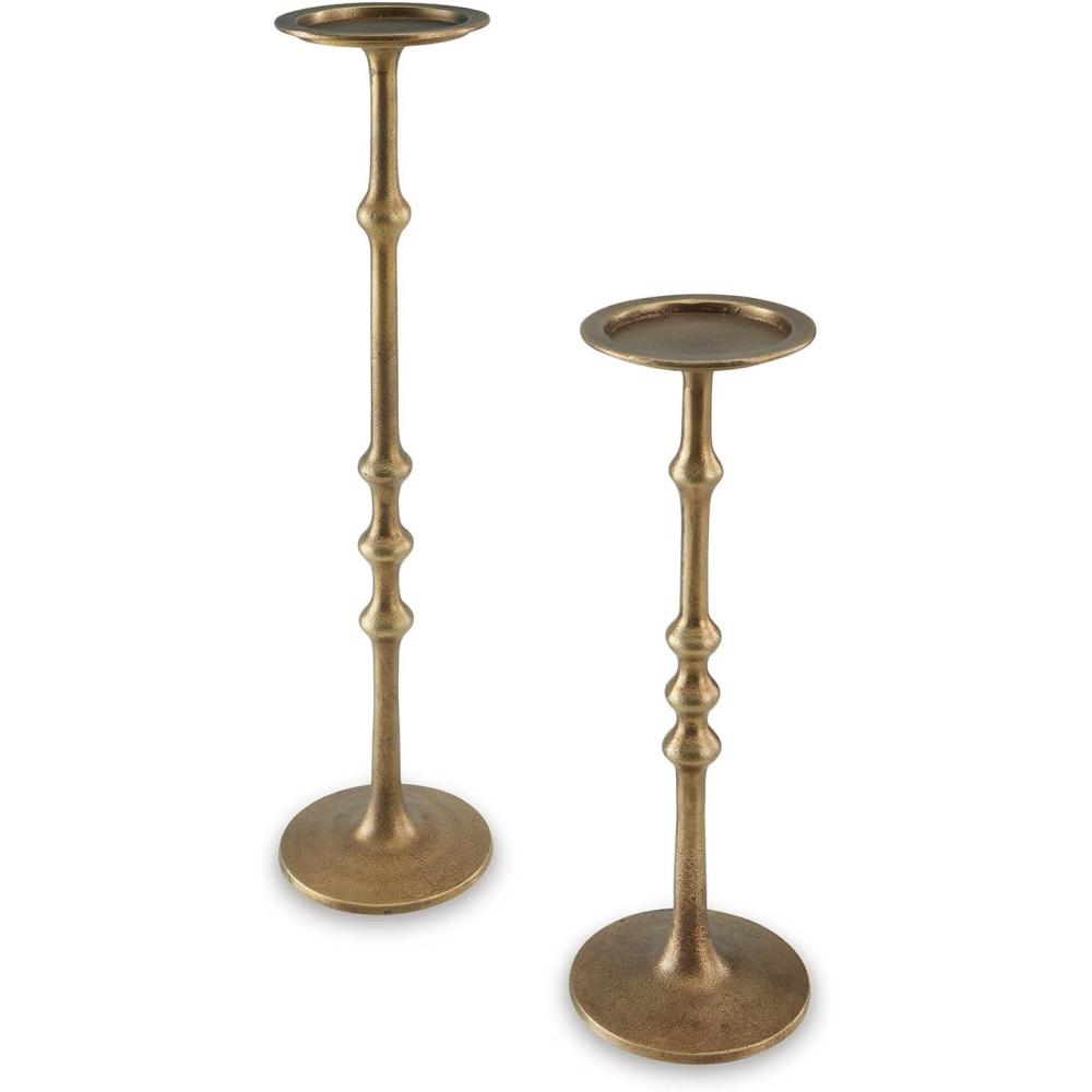 imageSignature Design by Ashley Larwick Classic Metal Candle Holder Set Set of 2 Metallic