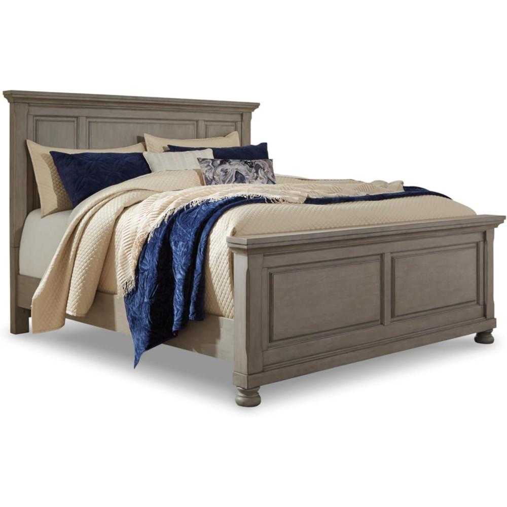 imageSignature Design by Ashley Lettner Traditional Queen Sleigh Bed Foundation or Box Spring Needed Light GrayLight Gray