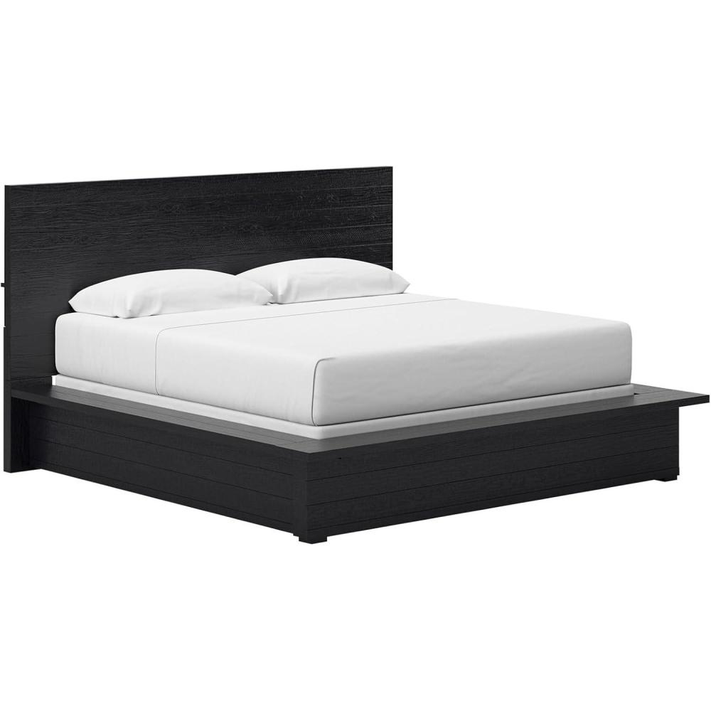 imageSignature Design by Ashley Londer Modern California King Panel Bed with Wide Rails Foundation or Box Spring Needed BlackKing Panel Bed