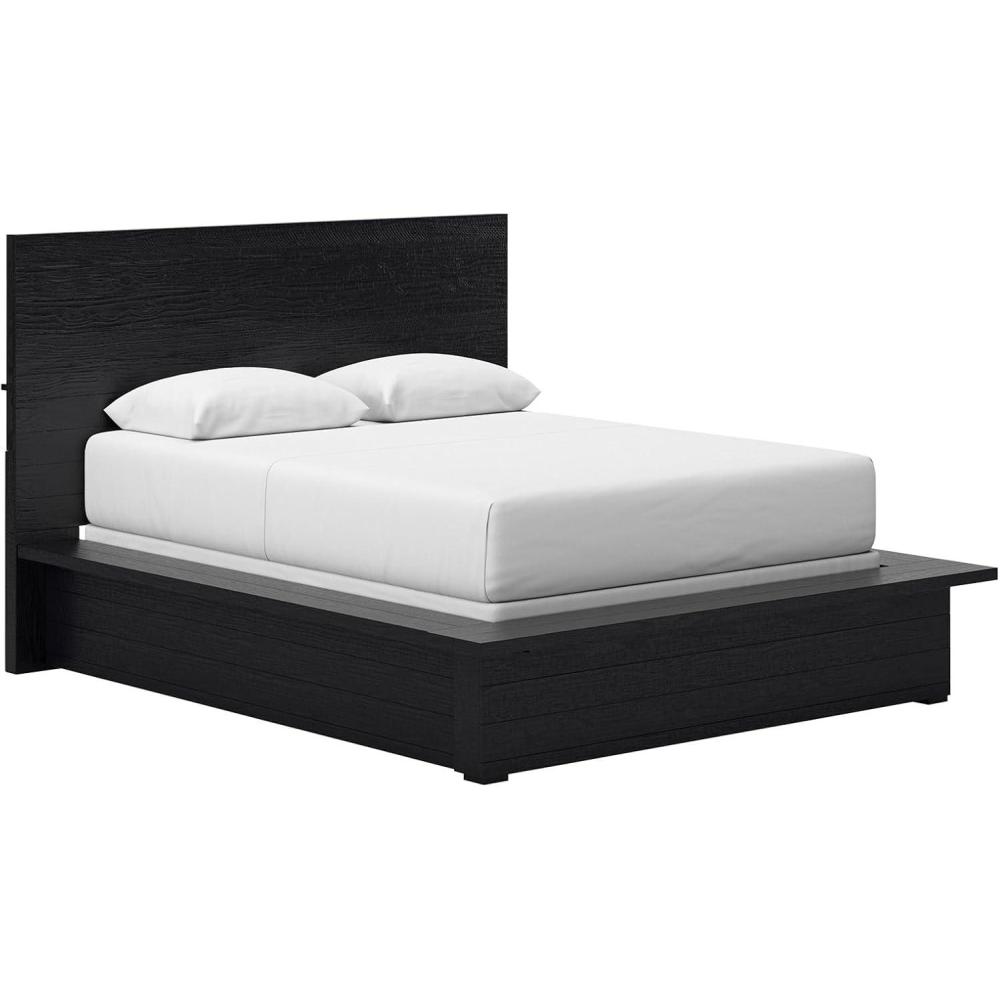 imageSignature Design by Ashley Londer Modern California King Panel Bed with Wide Rails Foundation or Box Spring Needed BlackQueen Panel Bed