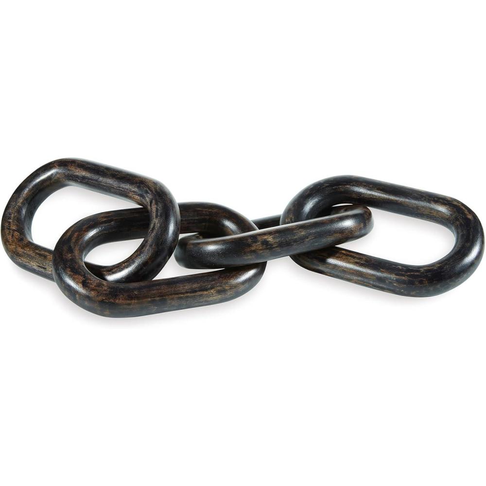 imageSignature Design by Ashley Mardelby Casual Tabletop Wood Sculpture Chain Link Design BlackBlack