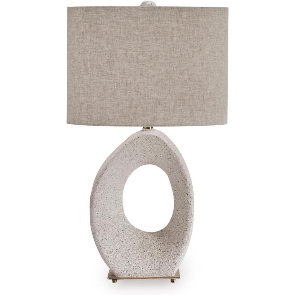 imageSignature Design by Ashley Trentlen Modern Table Lamp with 3Way Switch and Drum Shade Gold amp Beige