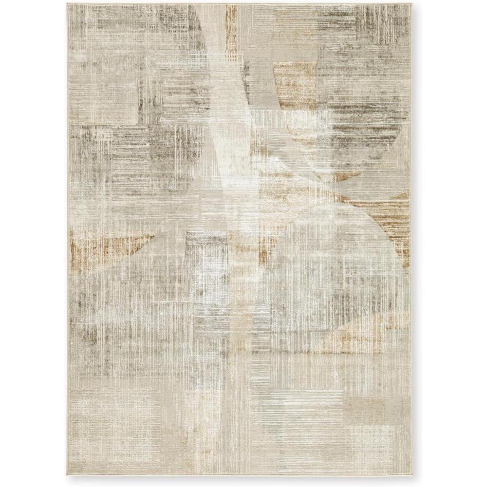 imageSignature Design by Ashley Truward Minimalist Indoor Abstract Medium 5 x 7 Rug with NonSlip Backing Gray amp Light Brown53 x 73 Rectangular