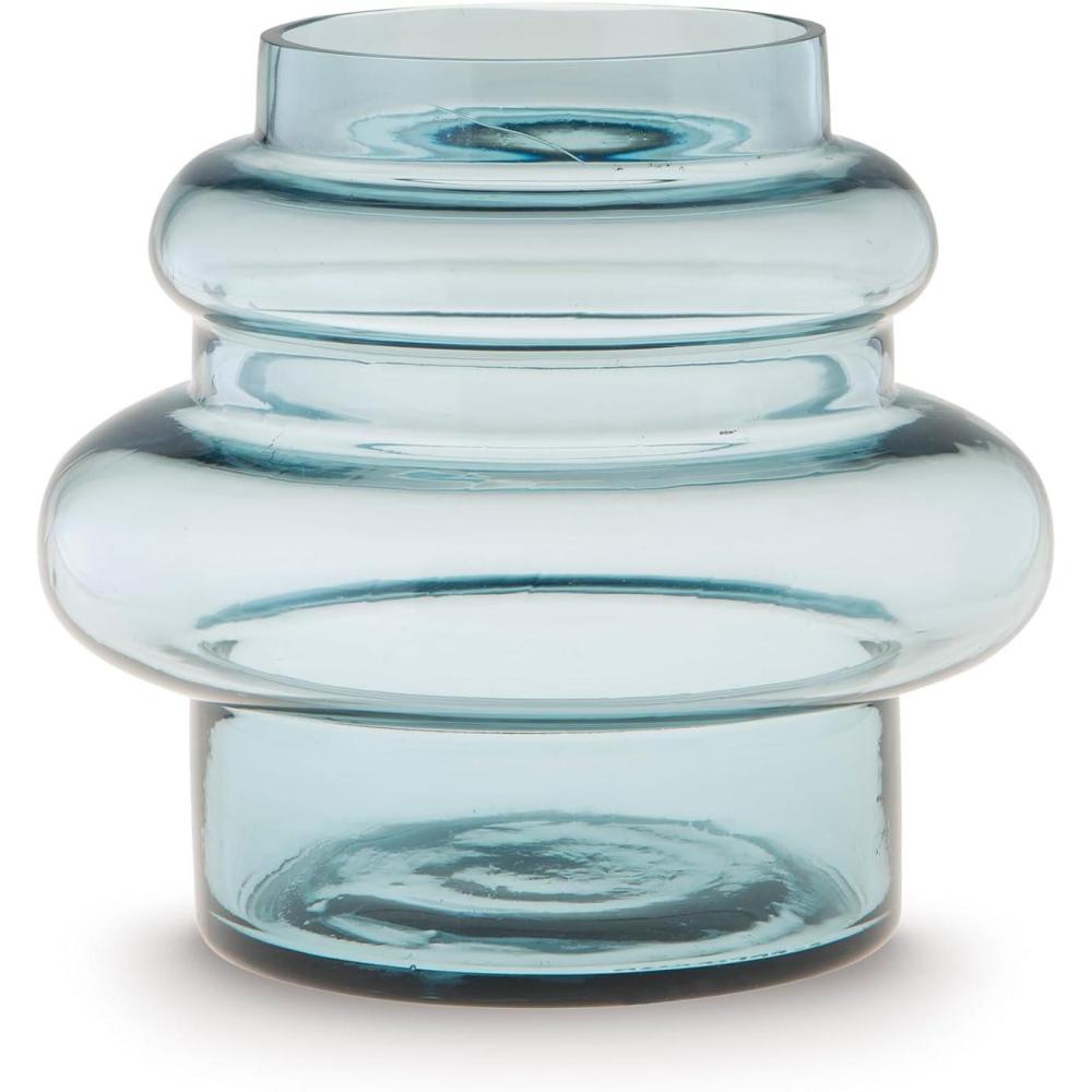 imageSignature Design by Ashley Vallmen Minimalist Watertight Glass 7 Vase with Wide Mouth Light Blue