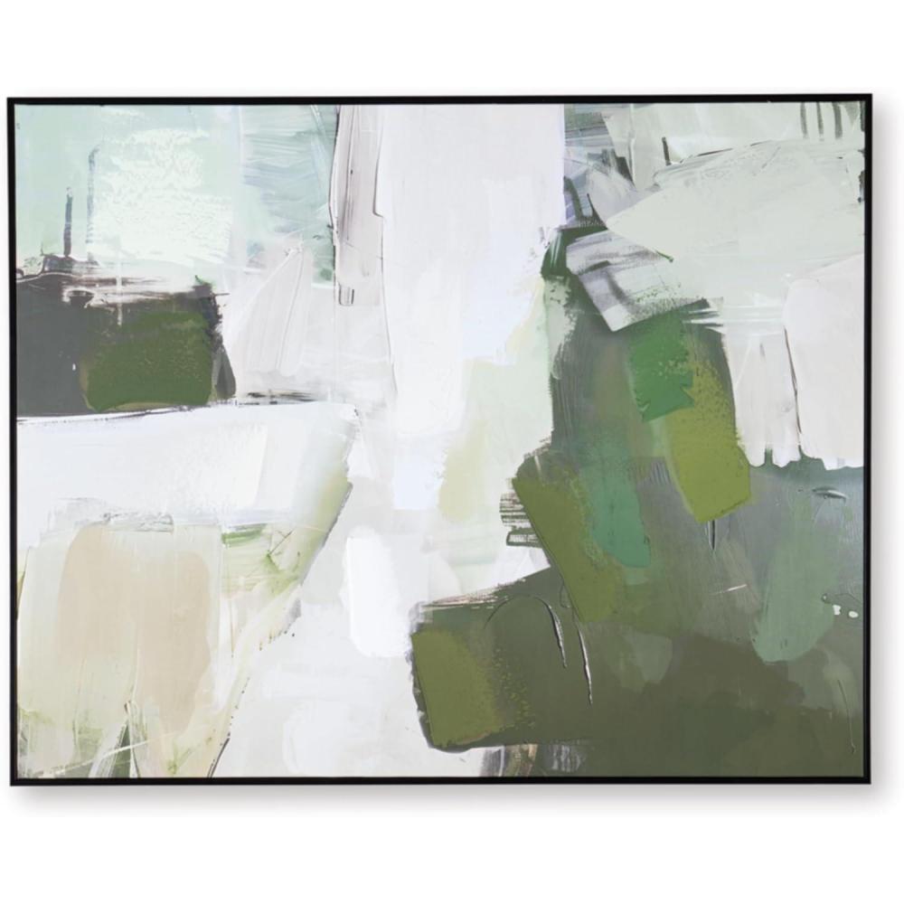 imageSignature Design by Ashley Vinick Abstract Hand Painted Abstract Wall Art 50 x 40 Inches Green amp White
