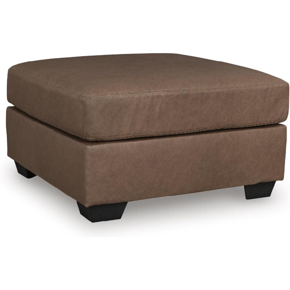 imageSignature Design by Ashley Walker Point Contemporary Faux Leather Oversized Accent Ottoman Light Brown