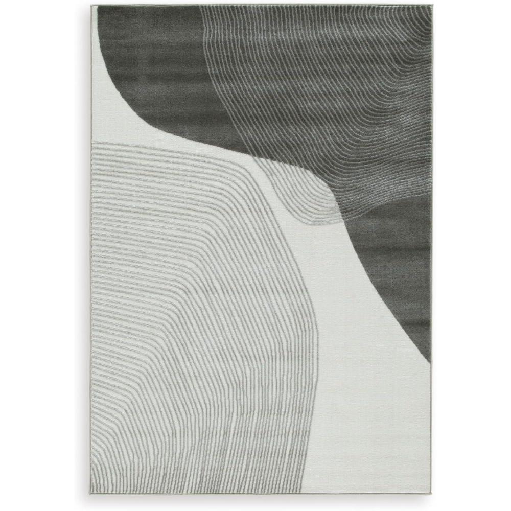 imageSignature Design by Ashley Winderburg Minimalist Indoor Swirls 5 x 7 Rug White amp Gray711 x 101 Rectangular