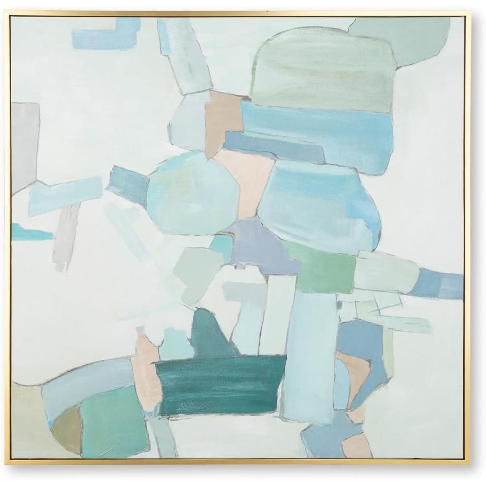 imageSignature Design by Ashley Wynburn Hand Painted Abstract Wall Art 48 x 48 Inches Blue amp White