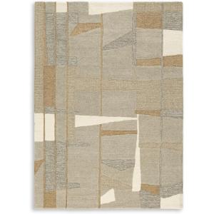 Signature Design by Ashley Abbotton Casual Indoor Geometric Handmade Wool and Jute 8 x 10 Rug, Light Brown & Light Gray