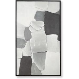 Signature Design by Ashley Adilson Contemporary Abstract Framed Wall Art, 60 x 36 Inches, White & Gray