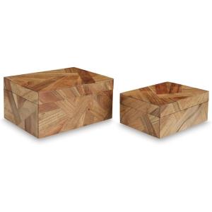 Signature Design by Ashley Aldenburg Hexagonal Modern Mosaic Box Set, Set of 2, White & Light Brown(Brown)