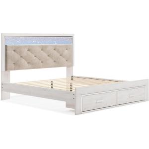 Signature Design by Ashley Altyra Modern King Tufted Panel Bookcase Bed, Foundation or Box Spring Not Needed, White(King Panel Storage Bed)