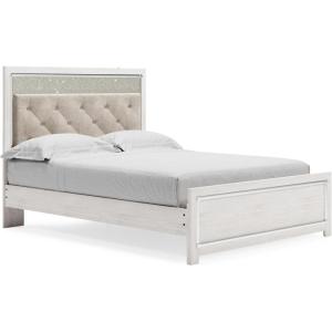 Signature Design by Ashley Altyra Modern King Tufted Panel Bookcase Bed, Foundation or Box Spring Not Needed, White(Queen Panel Bedwith Slats)