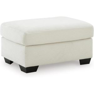 Signature Design by Ashley Ammon Contemporary Rectangular Upholstered Ottoman, White