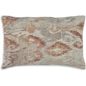 Signature Design by Ashley Aprover Contemporary Indoor Ikat 22 x 14 Inches Pillow with Zipper Closure, Red & Light Gray