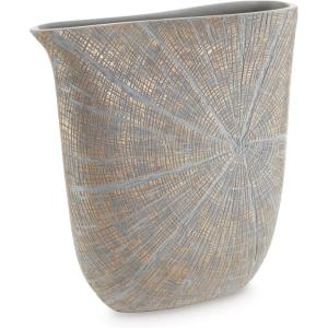 Signature Design by Ashley Ardenley Contemporary Starburst Patterned Polyresin 14.63″ Vase for Home Decor, Gray & Metallic(Metallic & Gray)