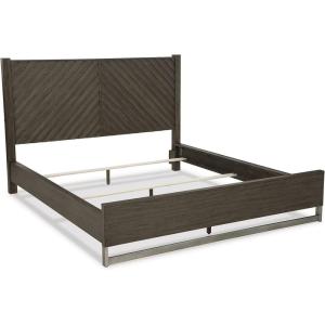 Signature Design by Ashley Arkenton Contemporary King Panel Bed with Dual USB Charging Ports, Foundation or Box Spring Needed, Dark Brown(California King Panel Bed)